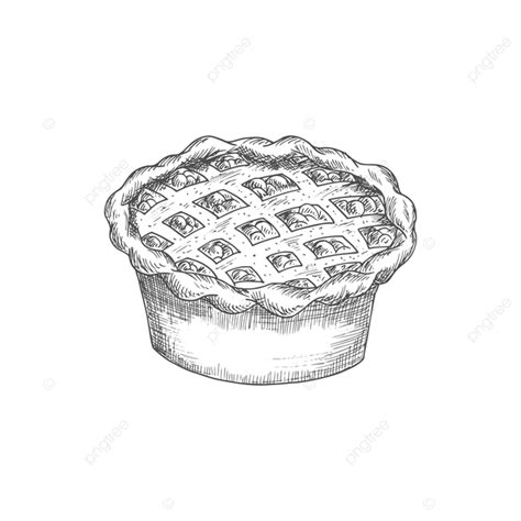 American Cherry Pie Isolated Bakery Sketch, Pie, With, Isolated PNG and Vector with Transparent ...
