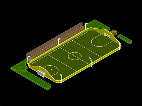 Cancha de futbol en 3d en AutoCAD | Descargar CAD (274.96 KB) | Bibliocad