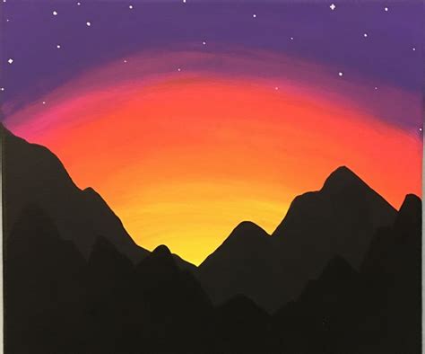 Acrylic Painting: Mountain Sunset for Beginners