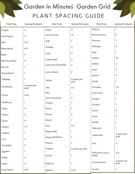 Square Foot Gardening Plant Spacing Guide w/ Printable Chart