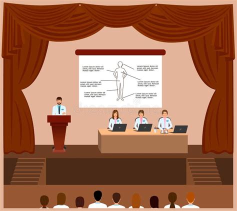 Cartoon Speaker Announcing on Seminar Stock Illustration - Illustration ...