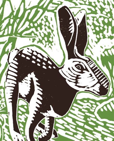 The Black Hare A3 Poster Print from a Linocut | Etsy