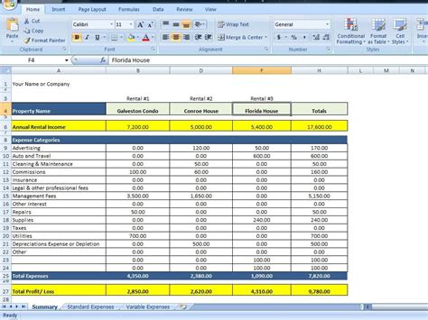 Free Blank Spreadsheet Templates | Template Business | Rental property ...