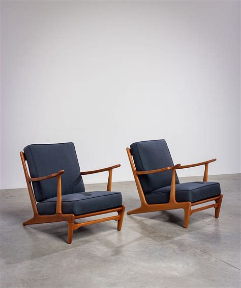 Pair of sculptural Scandinavian Lounge Chairs Mid Modern design 1960s ...