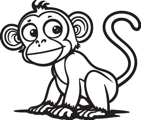 Monkey cartoon characters isolated on white background. Illustration for children. Coloring book ...