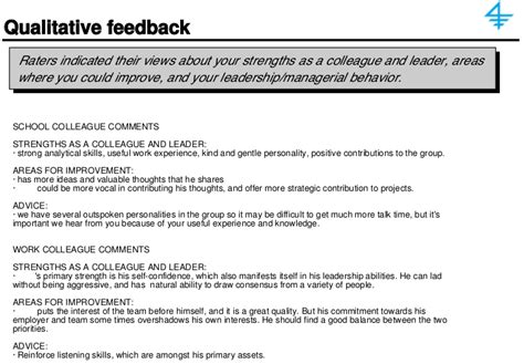 A sample 360-degree feedback report: qualitative feedback | Joshua Spodek