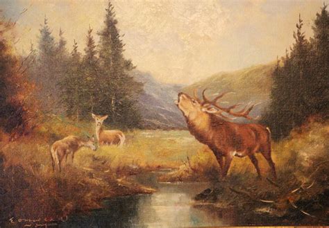 Deers Oil Painting - Antique1900 - Antique1900