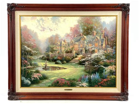 Lot - THOMAS KINKADE "GARDENS BEYOND SPRING GATE" EMBELLISHED GICLEE