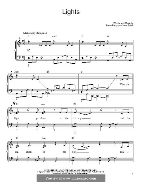 Lights (Journey) by N. Schon, S. Perry - sheet music on MusicaNeo