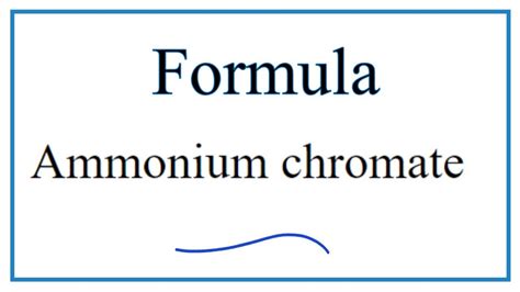 How to Write the Formula for Ammonium chromate - YouTube