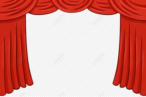 Cartoon Hand Drawn Red Curtain, Material, Stage, Cartoon Curtains PNG Transparent Image And ...