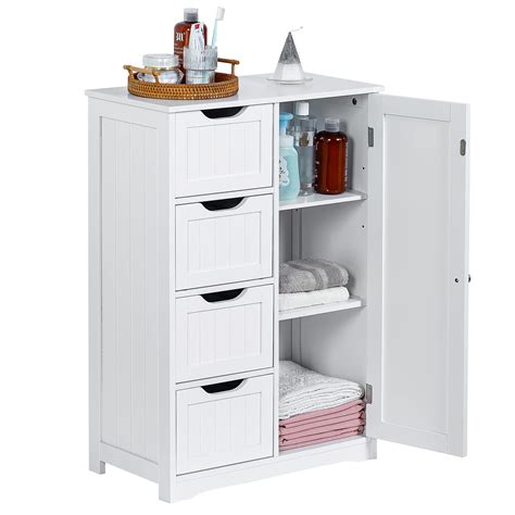 ZENODDLY Bathroom Cabinet, White Bathroom Storage Cabinet with Doors ...