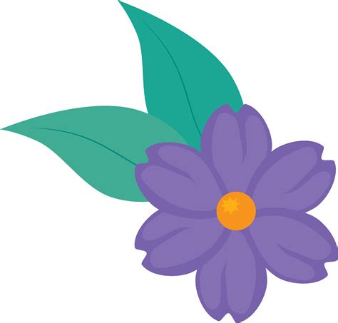 Cute purple flowers with leafs | Flower png images, Flower art drawing, Vector flowers