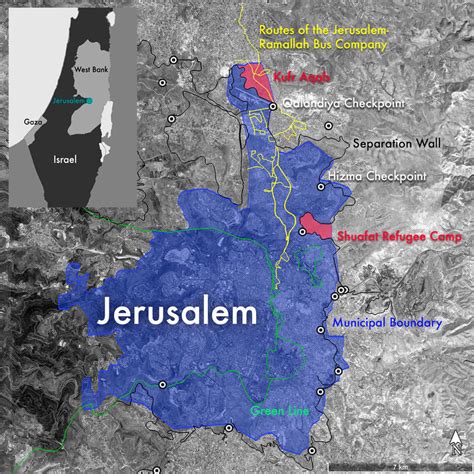 Overview of East Jerusalem, the exclaves between Wall and Municipal ...