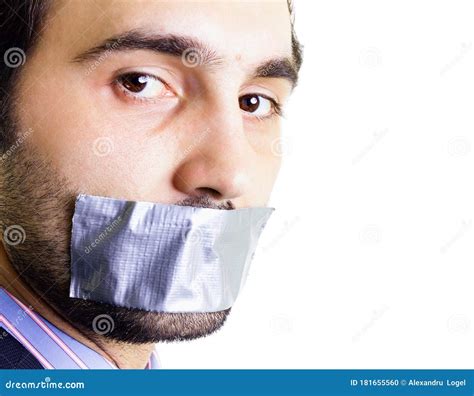 Businessman with Duct Tape on Mouth Stock Photo - Image of handsome ...