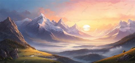 Sunrise In Mountain Landscape Background, Mountain, Sunrise, Nature ...