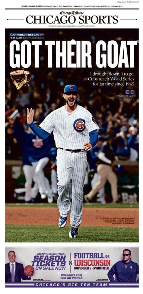 Chicago Tribune for October 23, 2016 | Chicago cubs baseball, Chicago ...