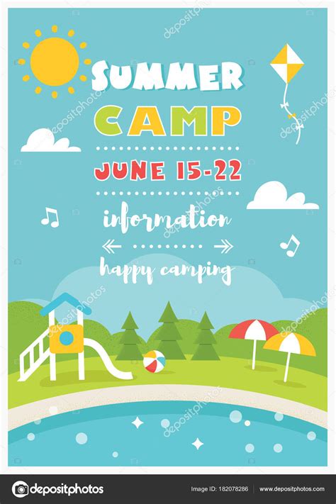 Beach Camp or Club for Kids. Summer Poster Vector Template Stock Vector Image by ©Vectorbox ...