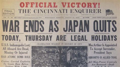 Today in History, August 14, 1945: Japan surrendered, ending World War II