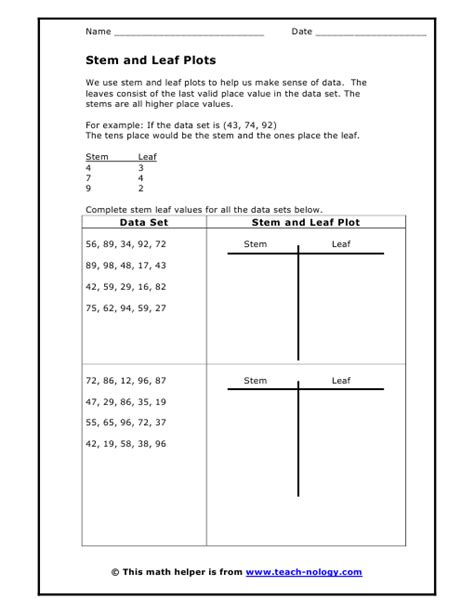 Stem And Leaf Plot Worksheet With Answers Pdf – Askworksheet