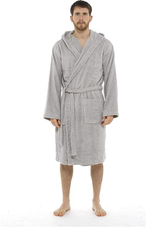Men Towelling Robe 100% Cotton Terry Towel Shawl Collar Bathrobe ...