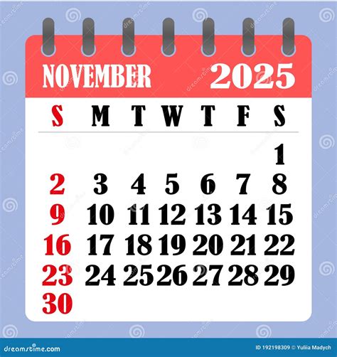 Letter Calendar for November 2025. the Week Begins on Sunday. Time, Planning and Schedule ...