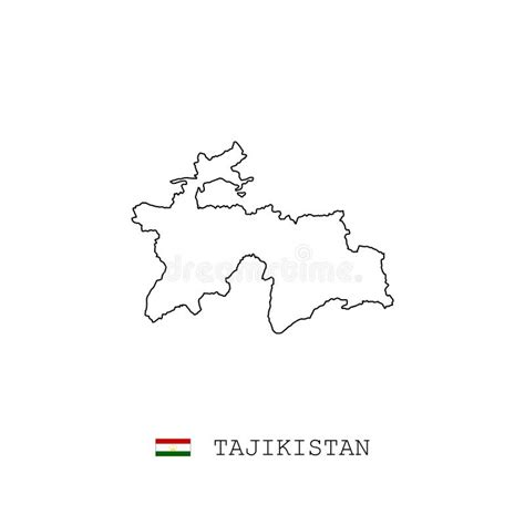 Tajikistan Vector Map Outline, Line, Linear. Tajikistan Black Map on ...