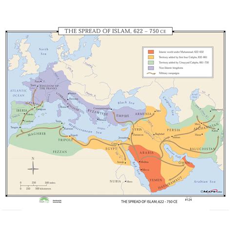 The Spread of Islam 622 - 750ce Map » Shop U.S. & World History Maps