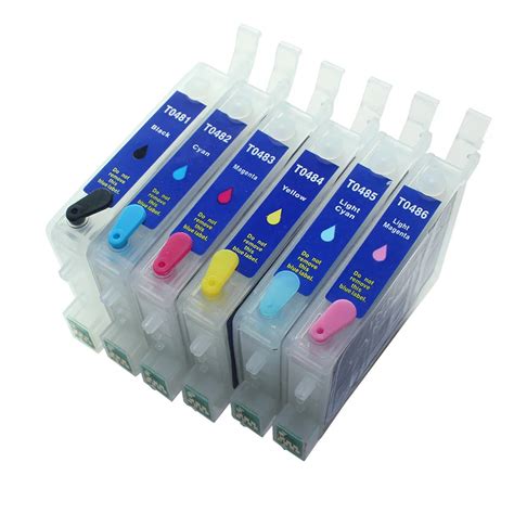 6PK T0481/2/3/4/5/6 Empty Refillable Ink Cartridges for Epson Stylus Photo R200 R220 R300 R300M ...