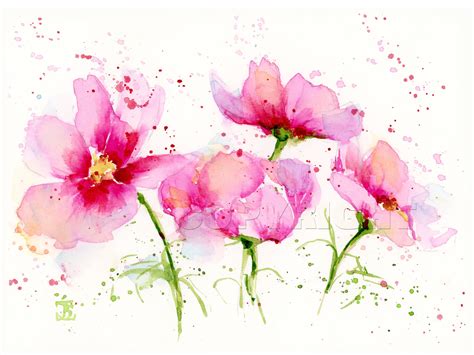 PINK FLOWERS Print Flowers Watercolor Painting Pink Floral - Etsy