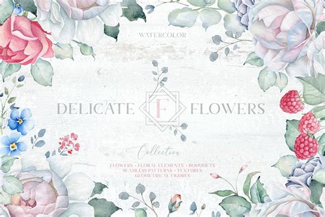 Delicate Watercolor Flowers - Design Cuts