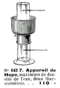 Le Compendium - appareil de Hope - maximum de densité de l'eau à 4°C - anomalie présentée par l ...