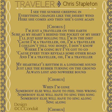 Traveler -Chris Stapleton- Lyrical | Chris stapleton traveller, Chris stapleton, Music lyrics