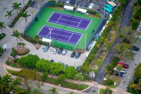 Tennis Courts Aerial View from Helicopter Stock Photo - Image of blue ...