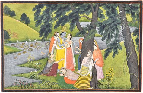 "Krishna and the Gopis on the Bank of the Yamuna River", Folio from the "Second" or "Tehri ...