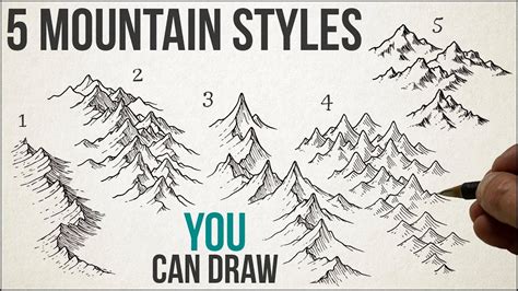 How to draw Fantasy Map Mountains - 5 easy styles to make your maps look awesome. - YouTube