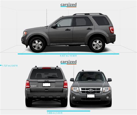 Ford Escape 2007-2011 Dimensions Side View