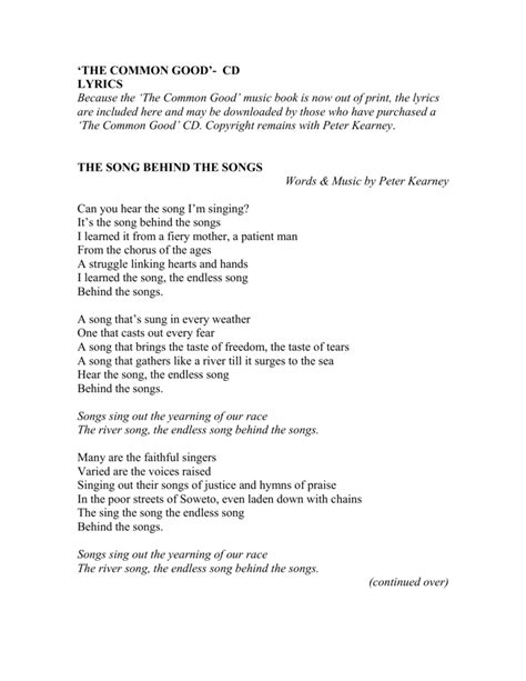 Common Song Lyrics