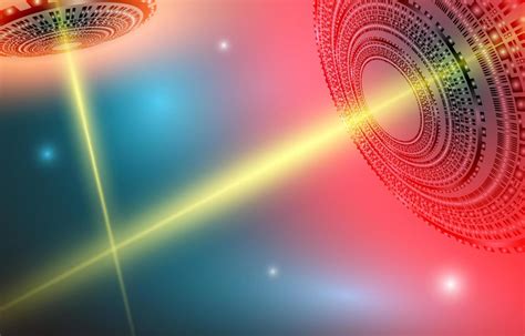 Technology laser ufo, circle teleport, magic warp gate, laser beam effect background. Vector ...