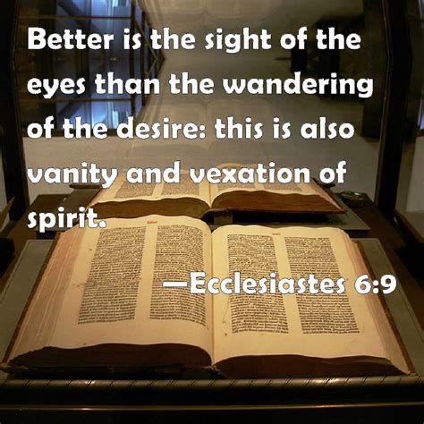 Ecclesiastes 6:9 Better is the sight of the eyes than the wandering of the desire: this is also ...