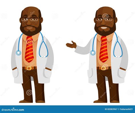 Funny Cartoon African American Doctor Stock Vector - Illustration of ...