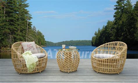 2022 Furniture Trends: Poly Bamboo Mini Sofa Set For Small Balcony