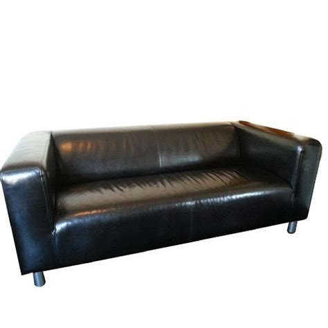 Ikea Klippan Black Leather Sofa - AptDeco