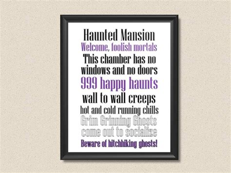 Disney's Haunted Mansion Ride Inspired Quotes Subway Art