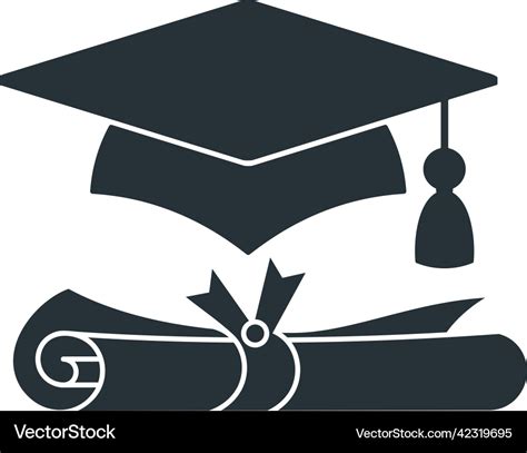 Graduation black logo university graduate cap Vector Image