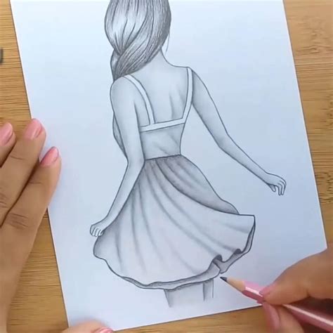 how to draw a Girl with back side pencil Sketch Tutorial Easy step by step - penci… | Art ...