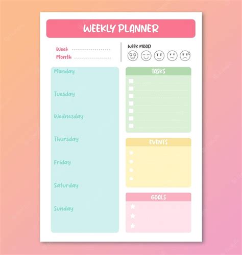 Premium Vector | A colorful weekly planner on a pink background.