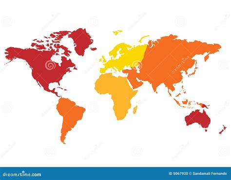World map Continents stock vector. Illustration of orange - 5067930