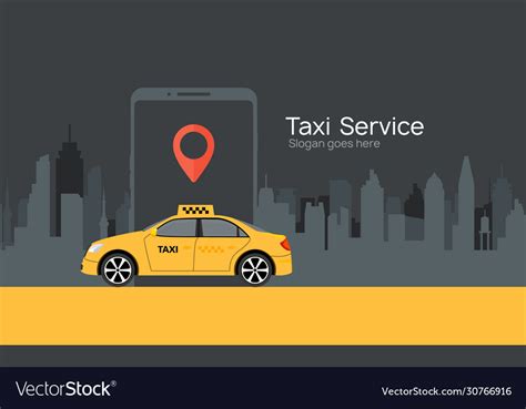 Taxi service cab app design flyer Royalty Free Vector Image