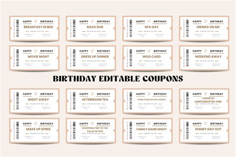 Birthday Coupon Birthday Coupon Book Template Birthday Coupon Template ...